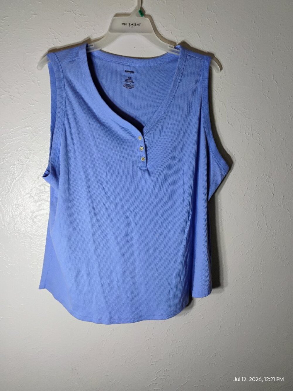 Sonoma Women's Ribbed V-Neck Tank Top – Light Blue – Size 4X